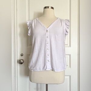 Flutter Sleeve Linen Blend Top